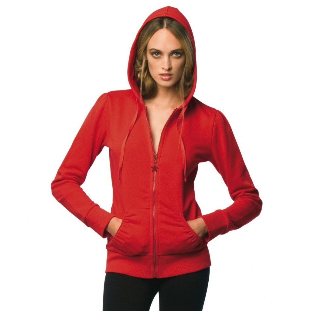 sweet shirt capuche rouge femme